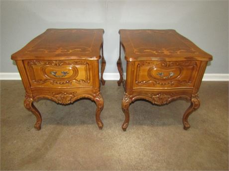 Carved Wood End Tables