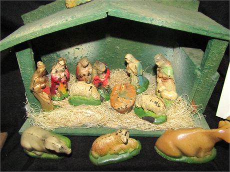 Early Composite Nativity Set, Steiff Bear
