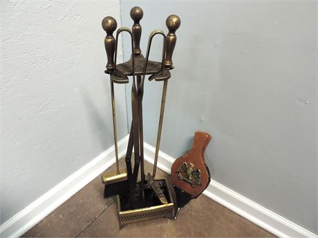 Brass Fireplace Tools / Eagle Air Pump Blower