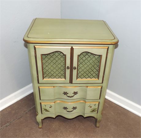 French Provencial Painted Floral Nightstand