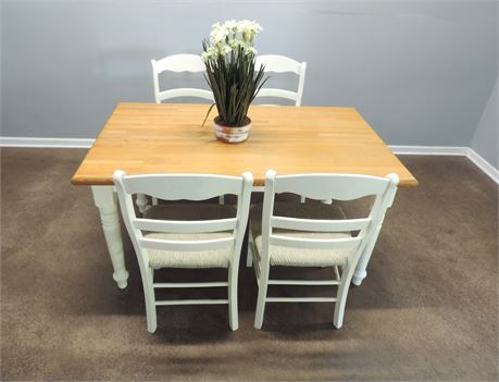 Farmhouse Style Solid Wood Dining Table / Four Chairs