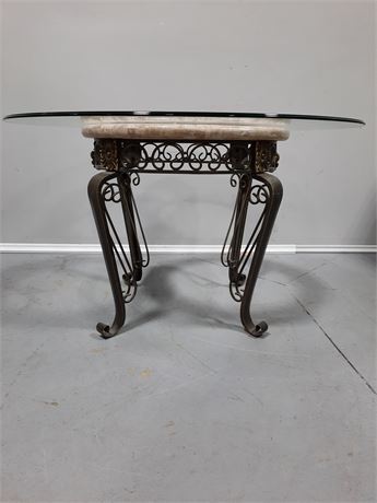 Round Glass & Metal Table