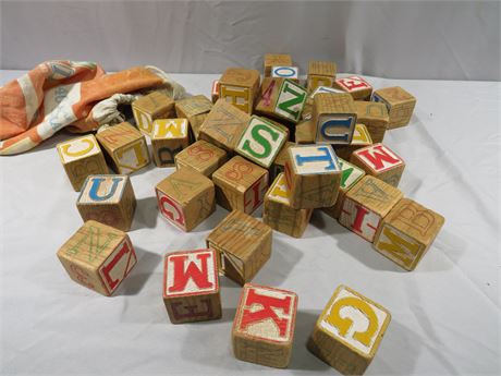 Vintage Halsam Wooden Alphabet Blocks