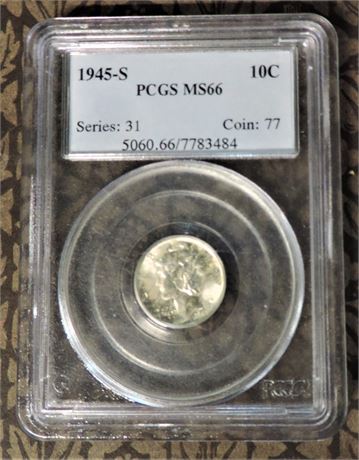Vintage Coin / PCGS MS66 / 1945-S / 10 Cent Piece