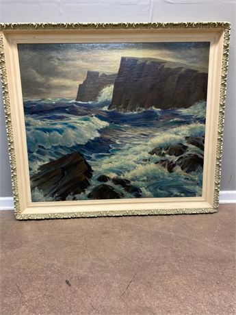 Stormy Seas Oil Painting Framed