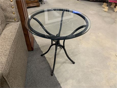 Black Wrought Iron Glass Round Table
