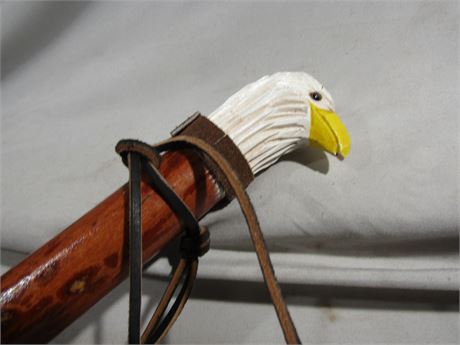 American Eagle Walking Stick, Handcrafted and Carved, with Stopper