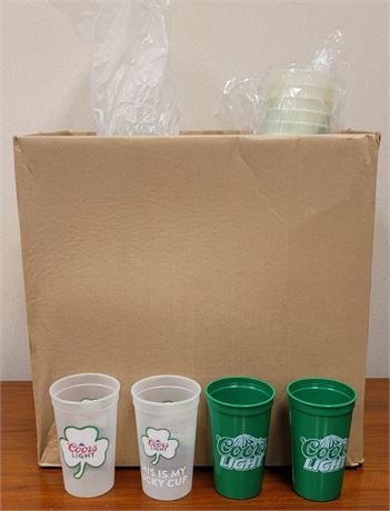 A Huge Lot of St Patrick's Day Plastic Beer Cups from Coors Light