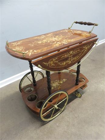 Italian Inlaid Marquetry Tea Cart