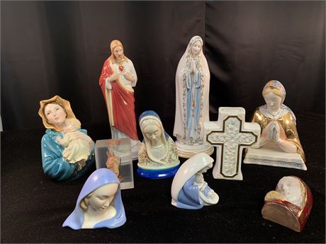 Lot of 10  Religious  Figurines mostly made in Italy
