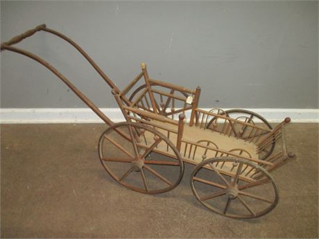 1880's Wooden Old Baby Carriage