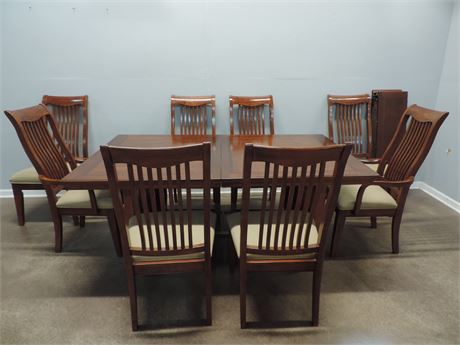 Solid Wood Double Pedestal Dining Table / Eight Chairs