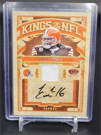 JOSH CRIBBS CLEVELAND BROWNS GAME USED PATCH AND AUTOGRAPH CARD
