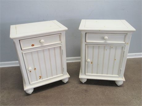 2 American Signature Furniture Rustic Style Off-White Nightstands