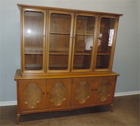 Spectacular Mid Century Buffet / China Display Cabinet / 2 Piece