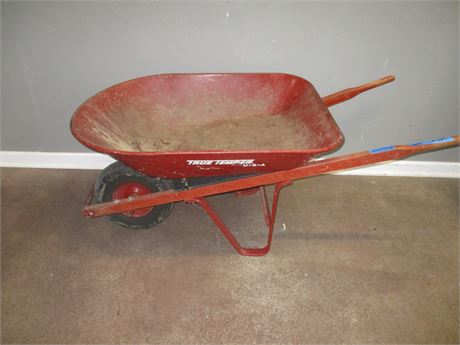Red True Temper 4 Cubic Ft. Wheel Barrow, with Red Tire