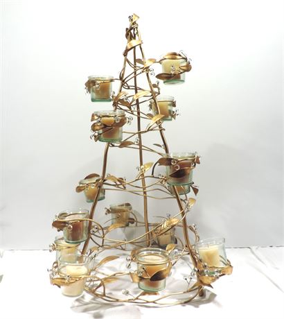 Gold Tone Candle Holder Tree
