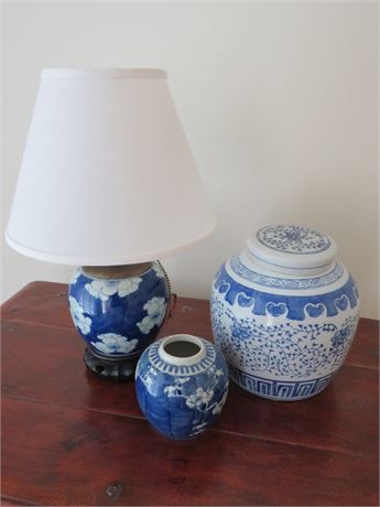 Ceramic Asian Style Lamp / Vase / Ginger Jar