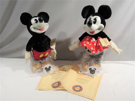 2 Disney Collectible Classics Woodsculpt Series w/ COAs - Mickey & Minnie