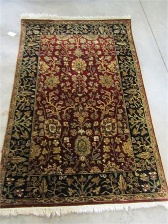 Large Floor Rug with Black and Burgundy Color, Scotchgard and Deodorized