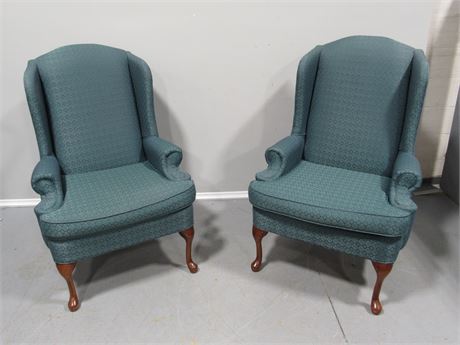 Basista Furniture Chairs - 2 High-back Wing-back Upholstered Fireside Chairs