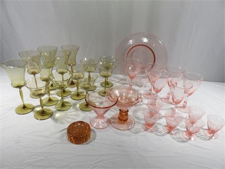 Colored Glassware Lot