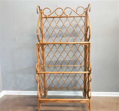 Bamboo Style Bakers Rack with Three Glass Shelves