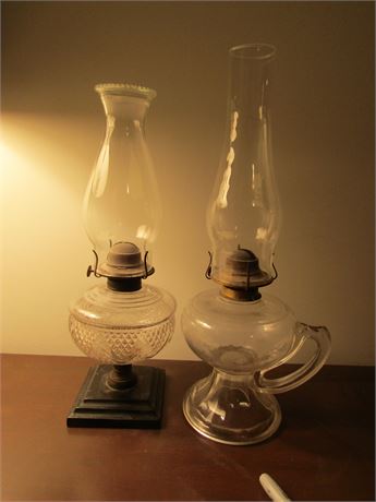 Antique Glass Globe Kerosene Table Lamps