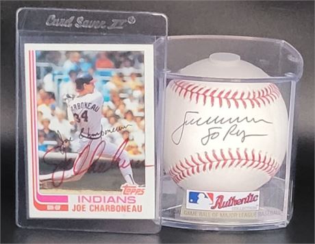Joe Charboneau Autograph Card & Baseball Cleveland Indians
