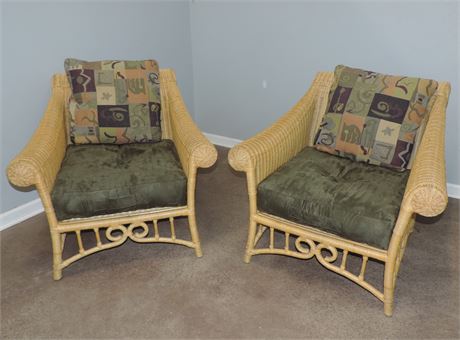Pair of Patio / Sunroom Rattan Style Chairs