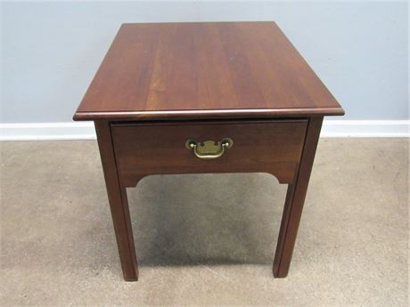 Cherry Finished Side Table with Dovetail Drawer