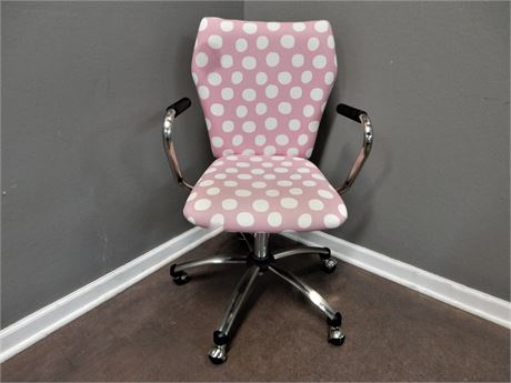 Pink Polka Dot Chrome Base Chair