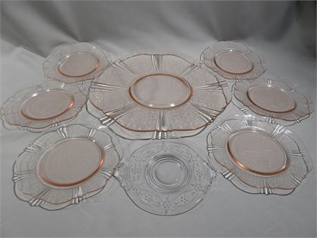 Pink Depression Glass Plate Set