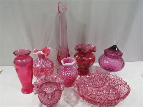 Cranberry Glassware Lot w/Fenton