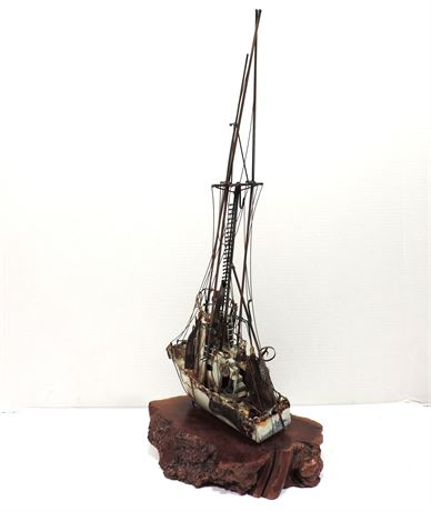 LeBlanc Trawler Shrimp Fishing Boat Metal Sculpture