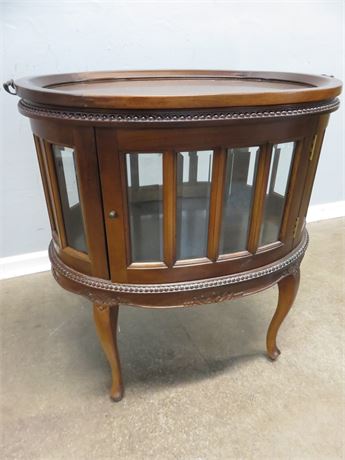 French Provincial Oval Curio Stand with Serving Tray Top