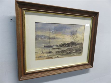 JAMES LEIST "Lake Marshes" Watercolor Painting