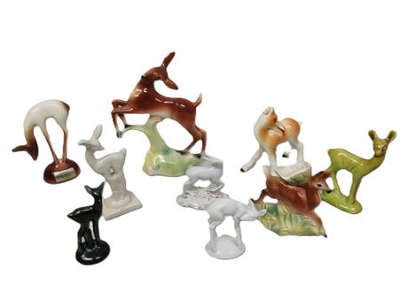 Art Deco Mid Century Deer Figurine Lot -9 Pieces- Stewart B McCulloch La Miranda