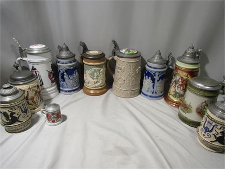 Antique Beer Stein Collection, Unique with Several Rare Pieces