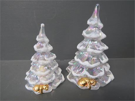 FENTON Flocked Christmas Tree Miniature Figurines