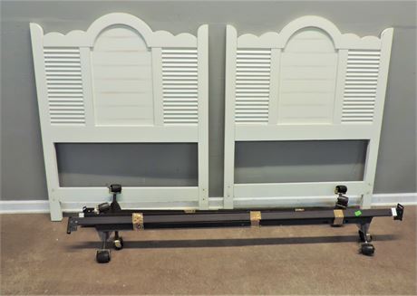 Two Shutter Style Twin Size Headboards with Frames