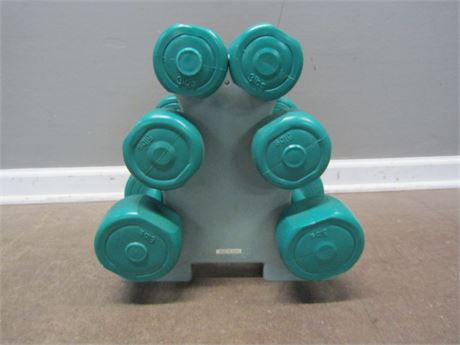 6 Bollinger Plastic Coated Dumbell Set and Stand