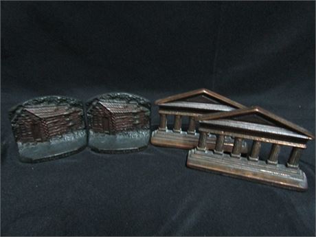 2 Sets of Lincoln Cast Iron Book Ends,