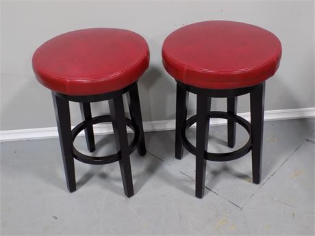Matching Wood & Red Stools