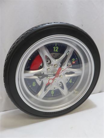 Race Car Mag Wheel Wall Clock