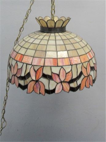 Hanging Leaded Slag Glass Lamp