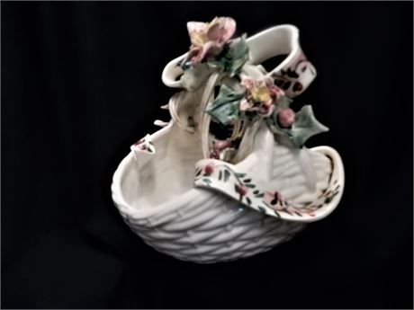 Vintage Ceramic Floral Basket