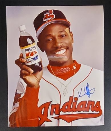 KENNY LOFTON CLEVELAND INDIANS HAND SIGNED PEPSI ADVERTISEMENT PICTURE
