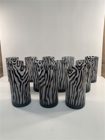 Set of 12 Animal Print Glass Tumblers
