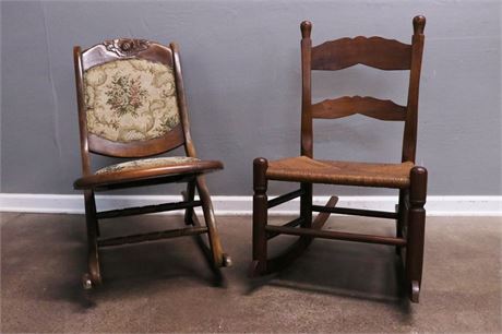 Two Vintage Child's Rocking Chairs
